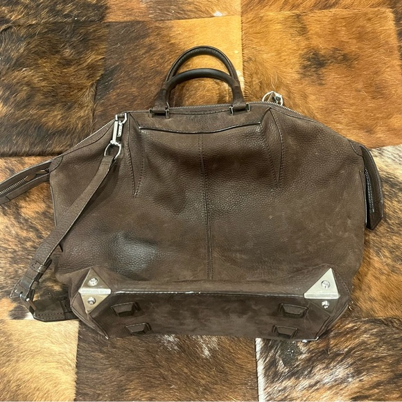 Alexander Wang Dark Brown Nubuck Leather Emile Satchel - Picture 4 of 10